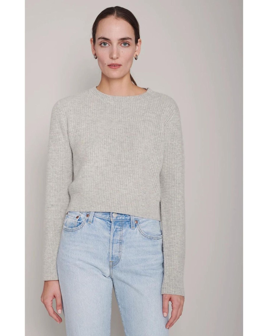 Women Organic by John Patrick Sweaters | Organic By John Patrick Cora Cashmere Thermal Pullover Grey Melange