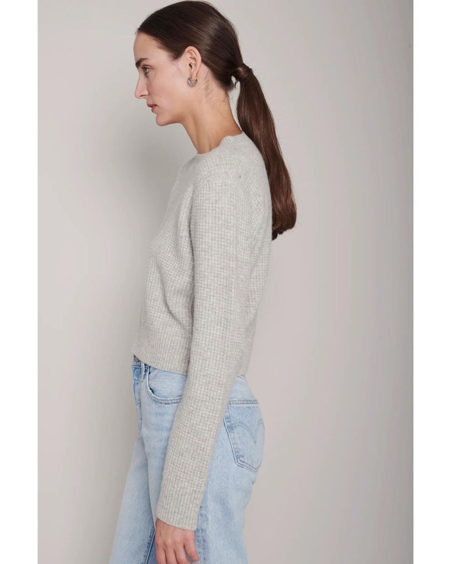 Women Organic by John Patrick Sweaters | Organic By John Patrick Cora Cashmere Thermal Pullover Grey Melange