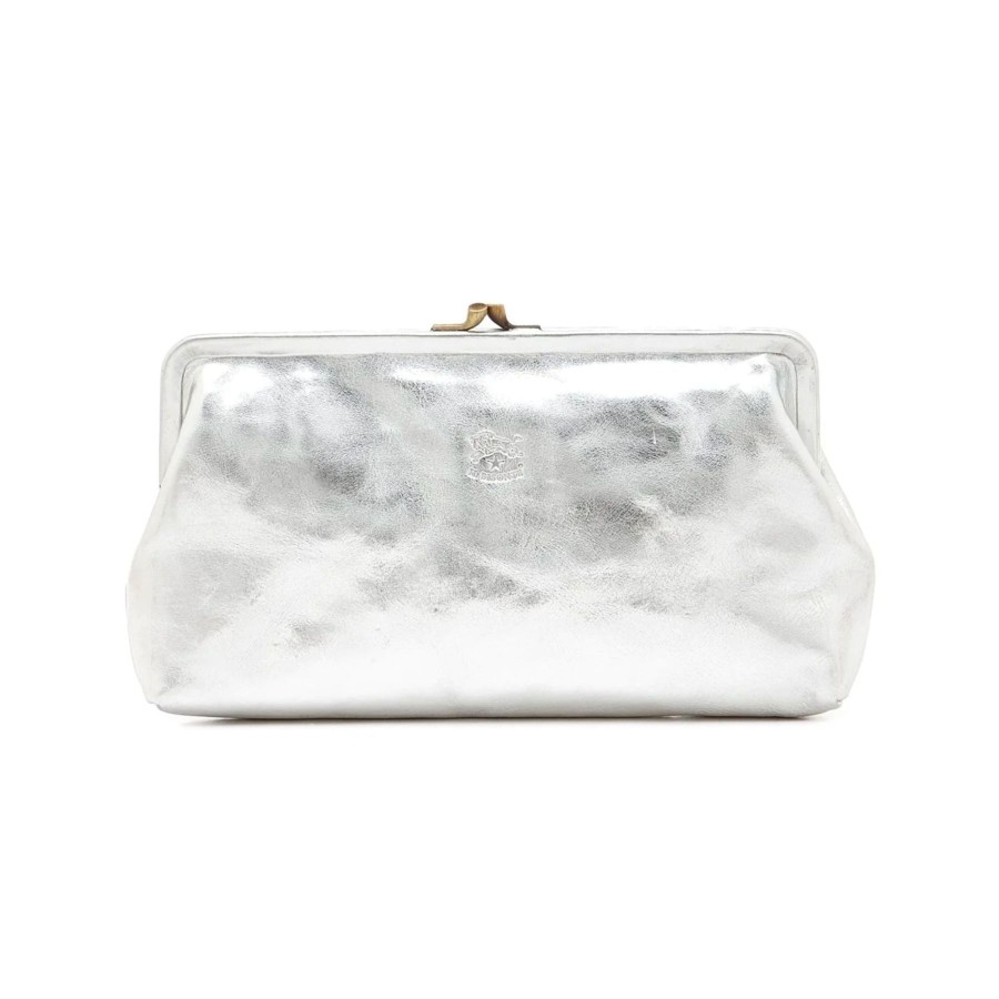 Women Il Bisonte Bags | Il Bisonte Manuela Clutch Bag Metallic Silver