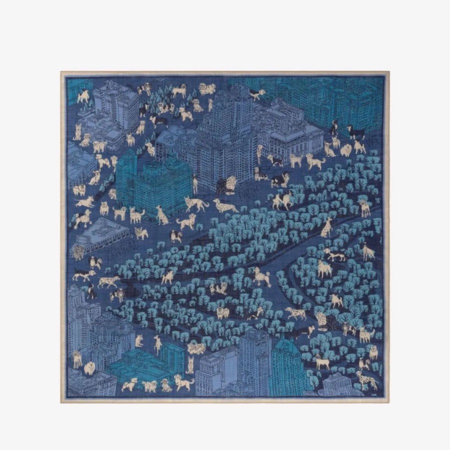 Women Inoui Editions Scarves | Inoui Editions Square 100 Central Park Blue