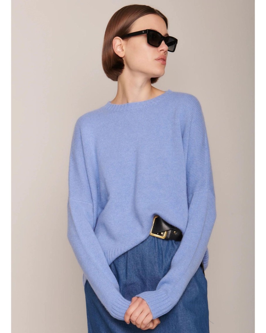 Women Organic by John Patrick Sweaters | Organic By John Patrick Cashmere Wide Pullover Cornflower