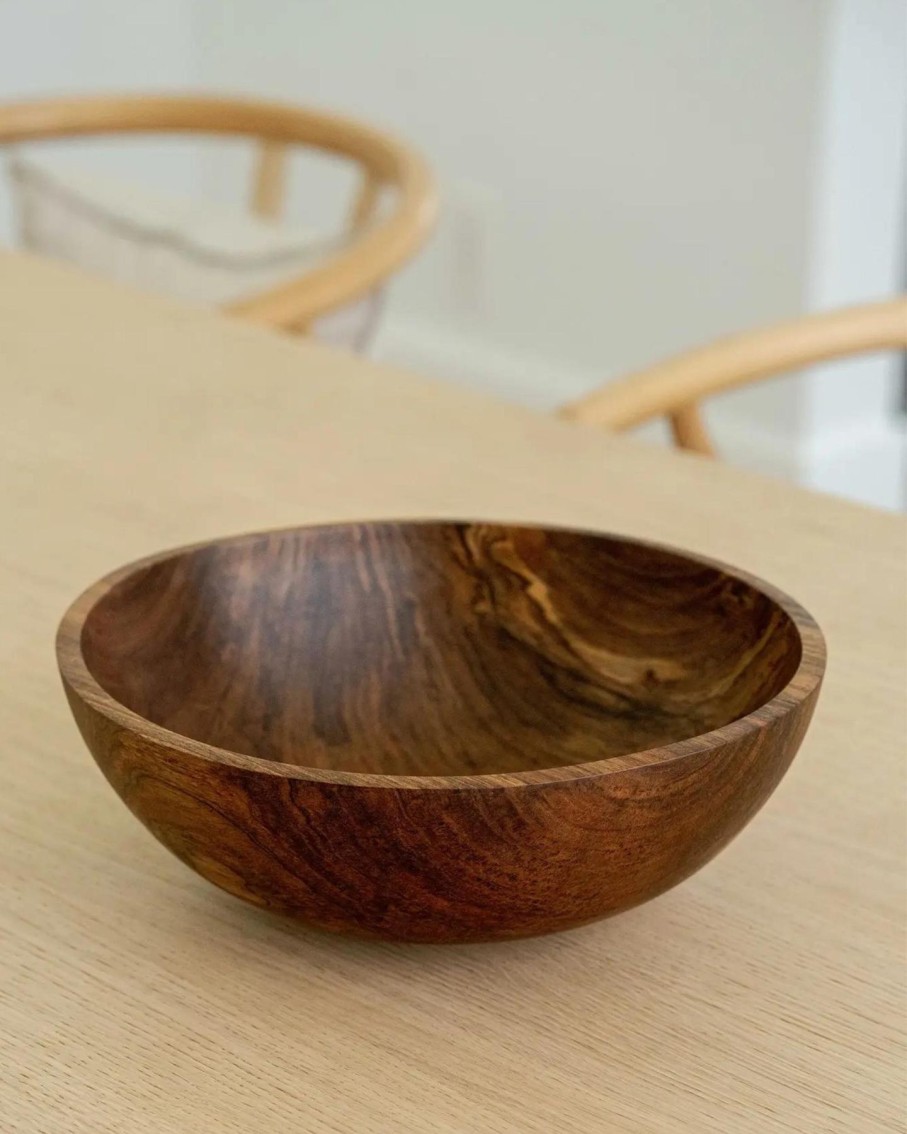 Home Thistle Hill | Hand-Carved Large Walnut Wood Bowl