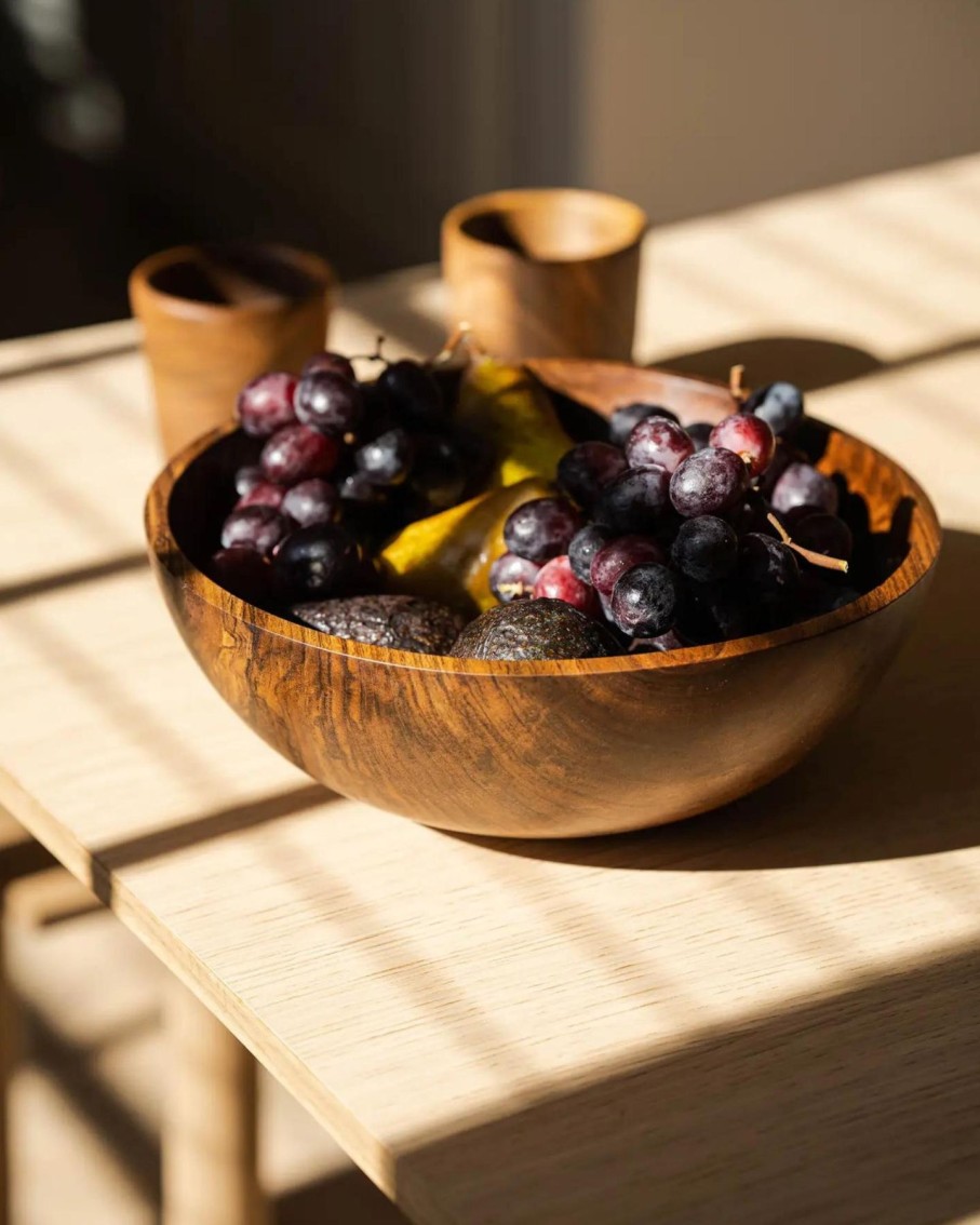 Home Thistle Hill | Hand-Carved Large Walnut Wood Bowl