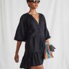 Women Apiece Apart Dresses | Apiece Apart Mini Mitte Dress Black Linen