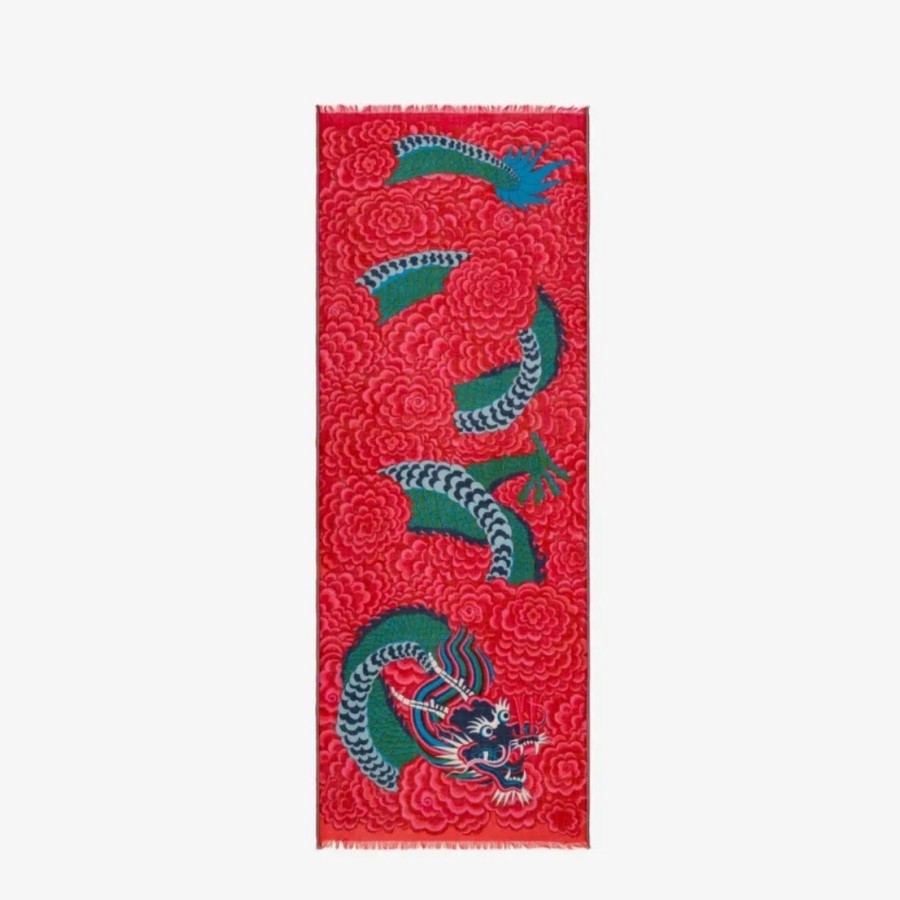 Women Inoui Editions Scarves | Inoui Editions Scarf 70 Dragon Fuchsia