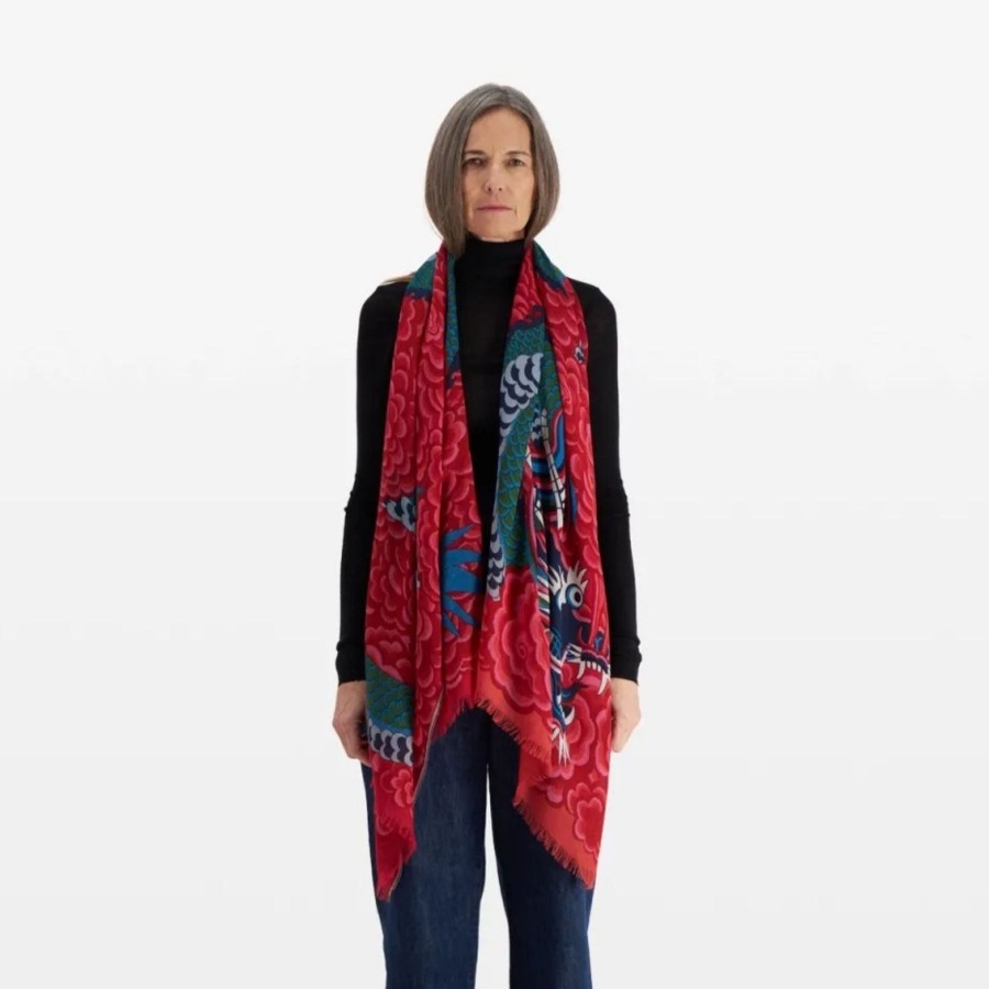 Women Inoui Editions Scarves | Inoui Editions Scarf 70 Dragon Fuchsia