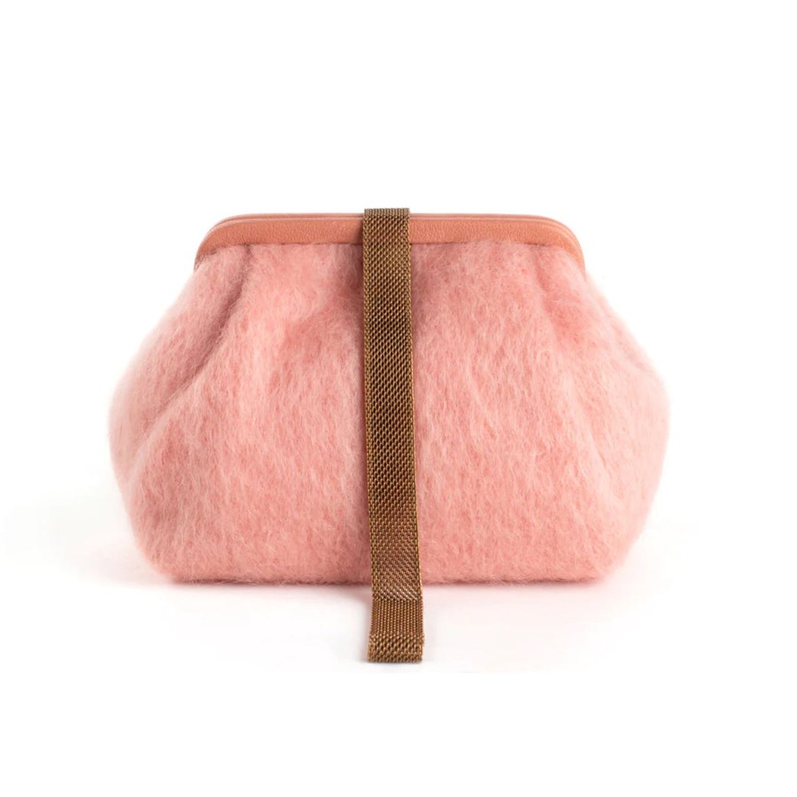 Women Marian Paquette Bags | Marian Paquette Susan Mohair Clutch With Vintage Chain Blush