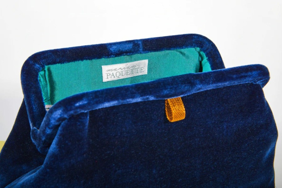 Women Marian Paquette Bags | Marian Paquette Liette Velvet Clutch Navy Blue