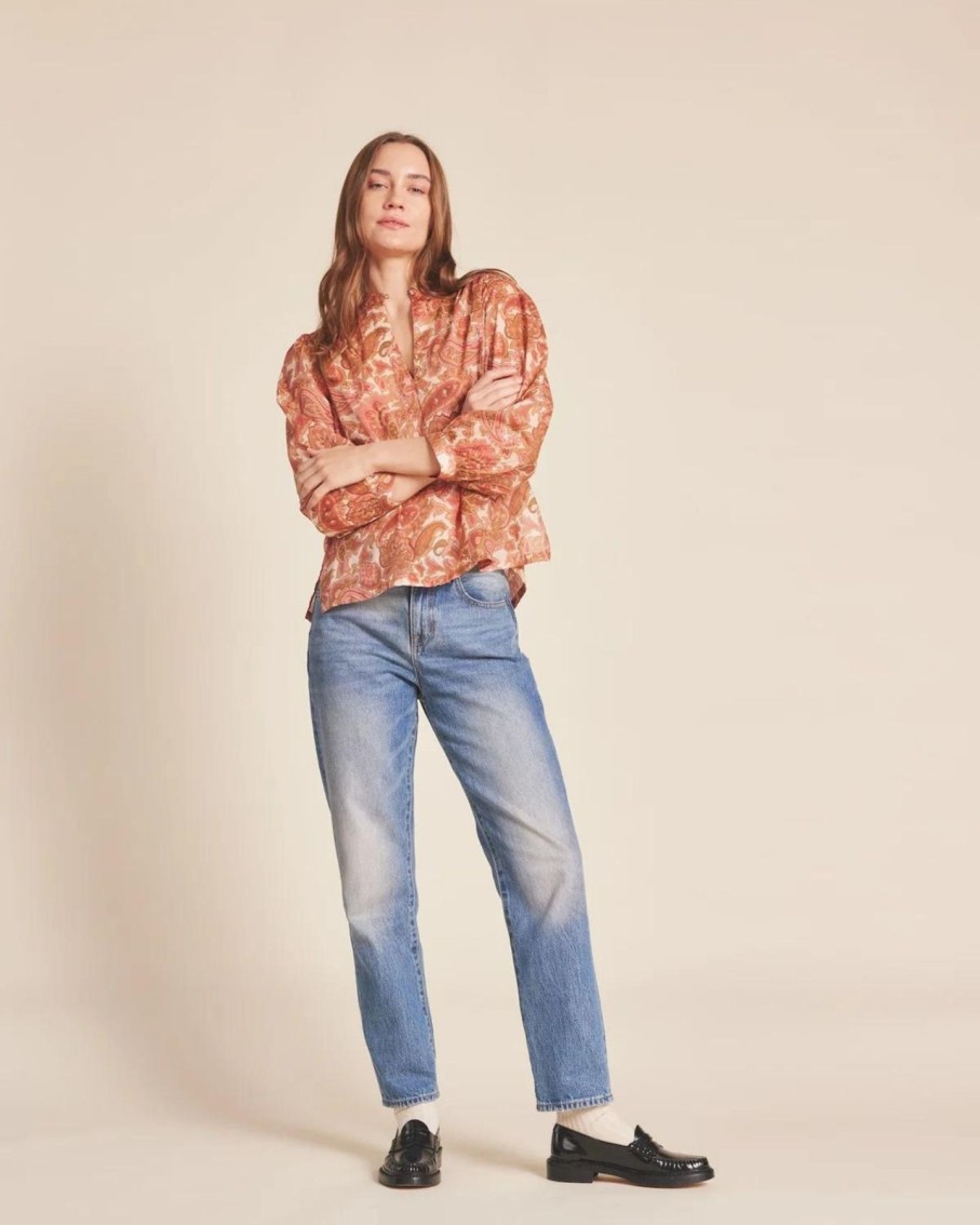 Women Trovata Shirts & Tops | Trovata Bailey Blouse Autumn Paisley