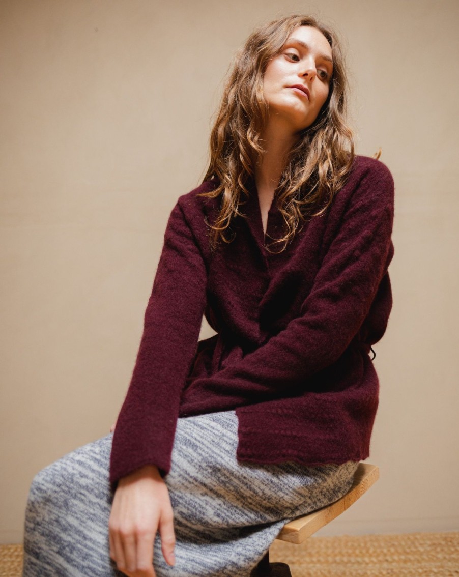 Women Ros Duke Sweaters | Ros Duke Polka Cardigan Damson