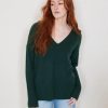 Women Not Monday Sweaters | Not Monday Elle Cashmere V Neck Sweater Jade