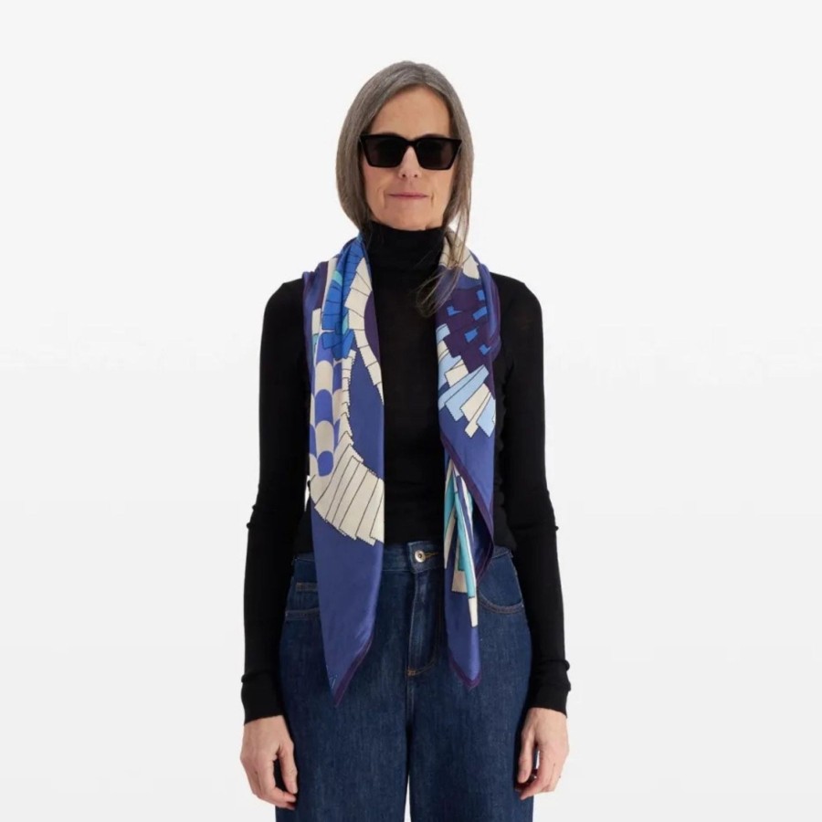 Women Inoui Editions Scarves | Inoui Editions Square 100 Sagi Blue