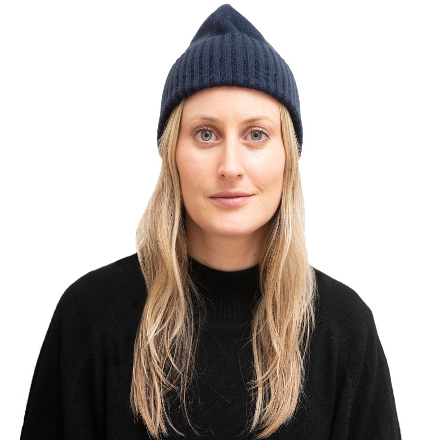 Women Meg Cohen Hats | Meg Cohen Cashmere Flat Hat Navy