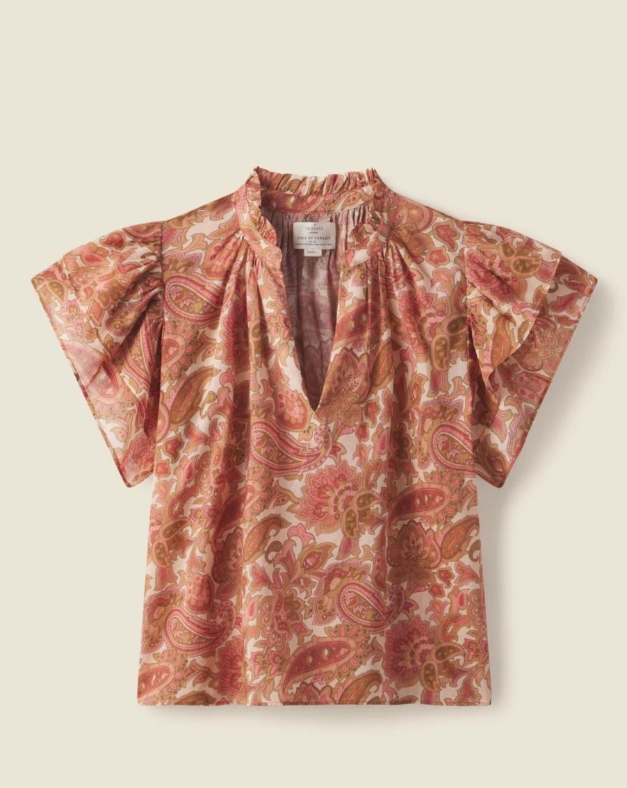 Women Trovata Shirts & Tops | Trovata Clover Blouse Autumn Paisley