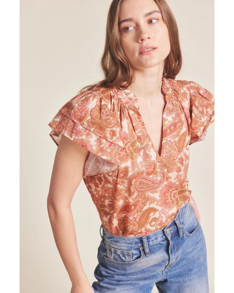 Women Trovata Shirts & Tops | Trovata Clover Blouse Autumn Paisley