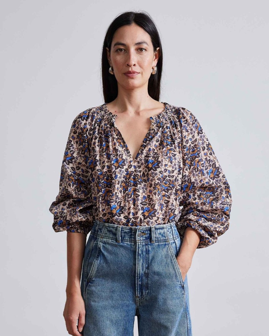 Women Apiece Apart Shirts & Tops | Apiece Apart Esparta Top Folk Foliage Light