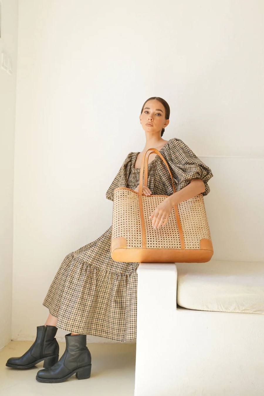 Women Thistle Hill Bags | Mia Woven Cane And Leather Tote