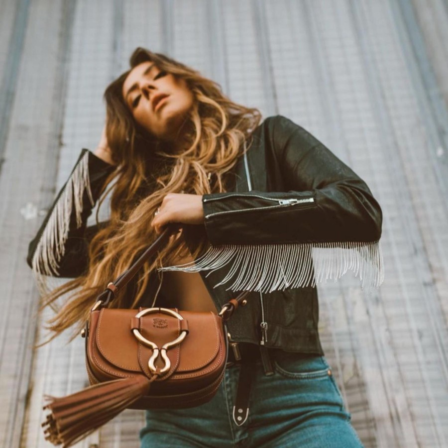 Women Il Bisonte Bags | Il Bisonte Loop Small Crossbody Bag Chocolate