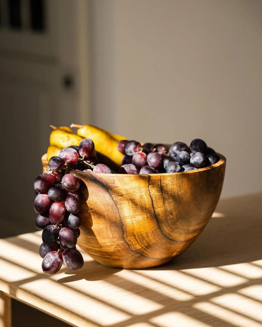 Home Thistle Hill | Hand-Carved Tall Walnut Wood Bowl