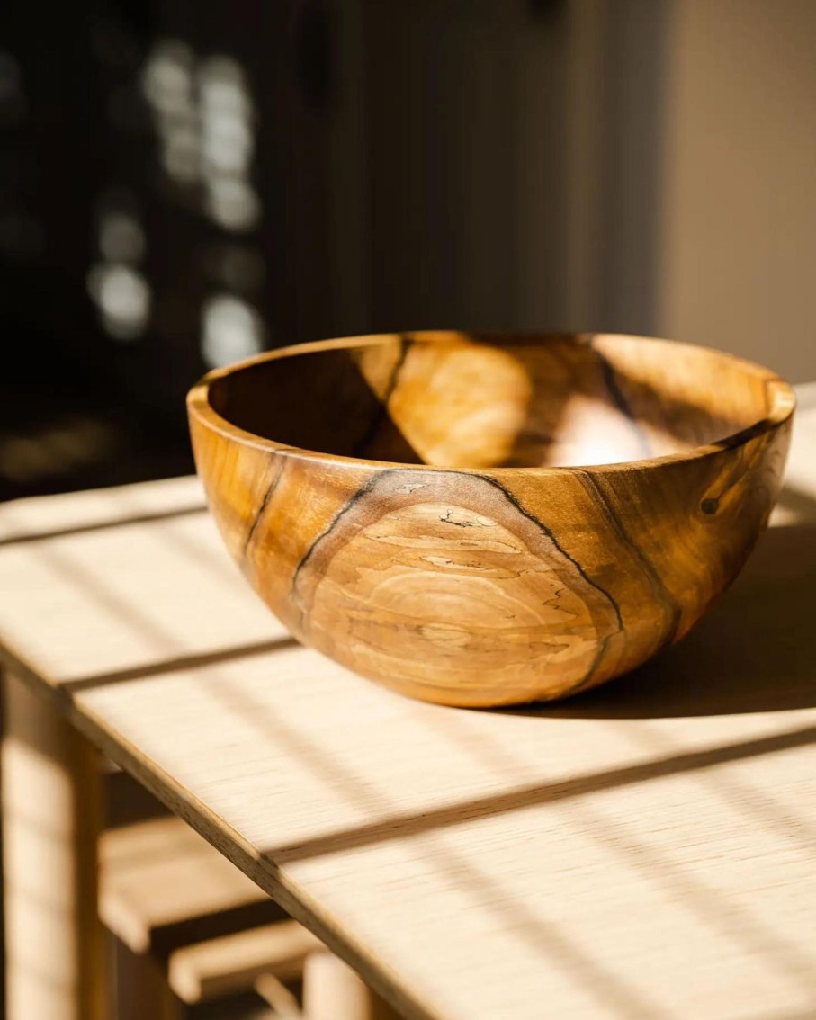 Home Thistle Hill | Hand-Carved Tall Walnut Wood Bowl