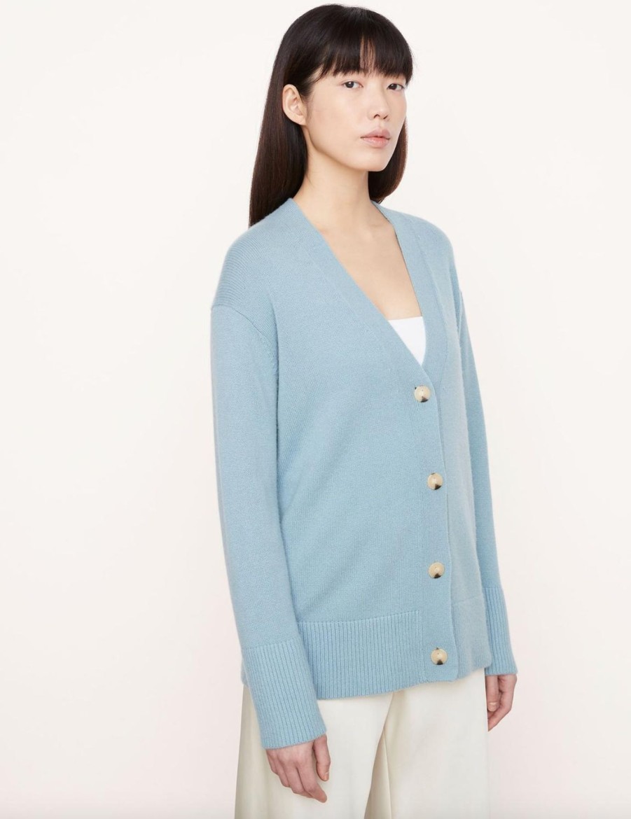 Women Vince Sweaters | Vince Weekend Cardigan Marine Fog