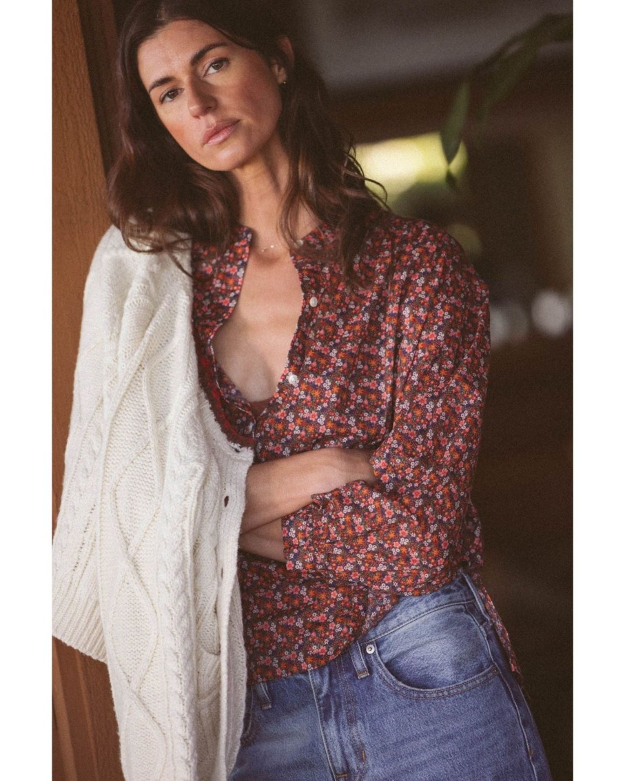 Women Trovata Shirts & Tops | Trovata Lily Blouse Cardinal Ditsy