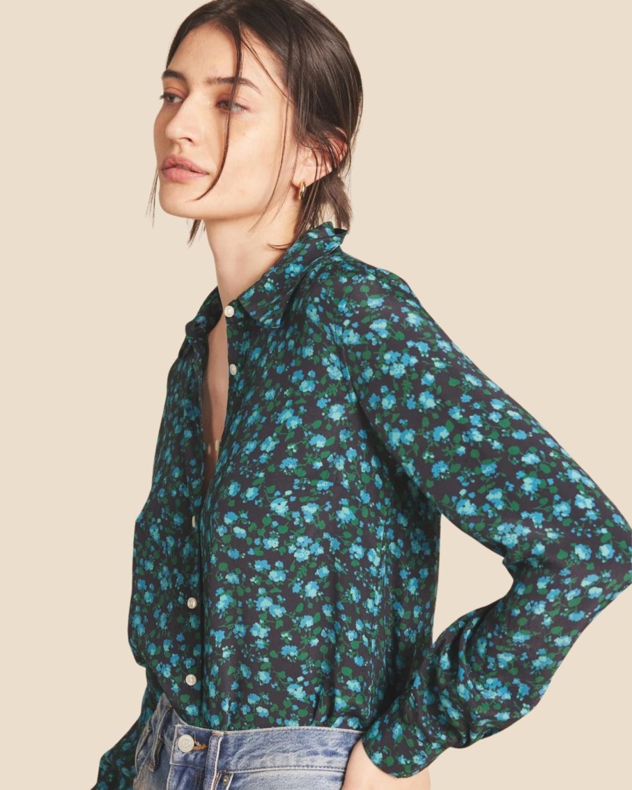 Women Trovata Shirts & Tops | Trovata Jacquelin Shirt Blue Larkspur