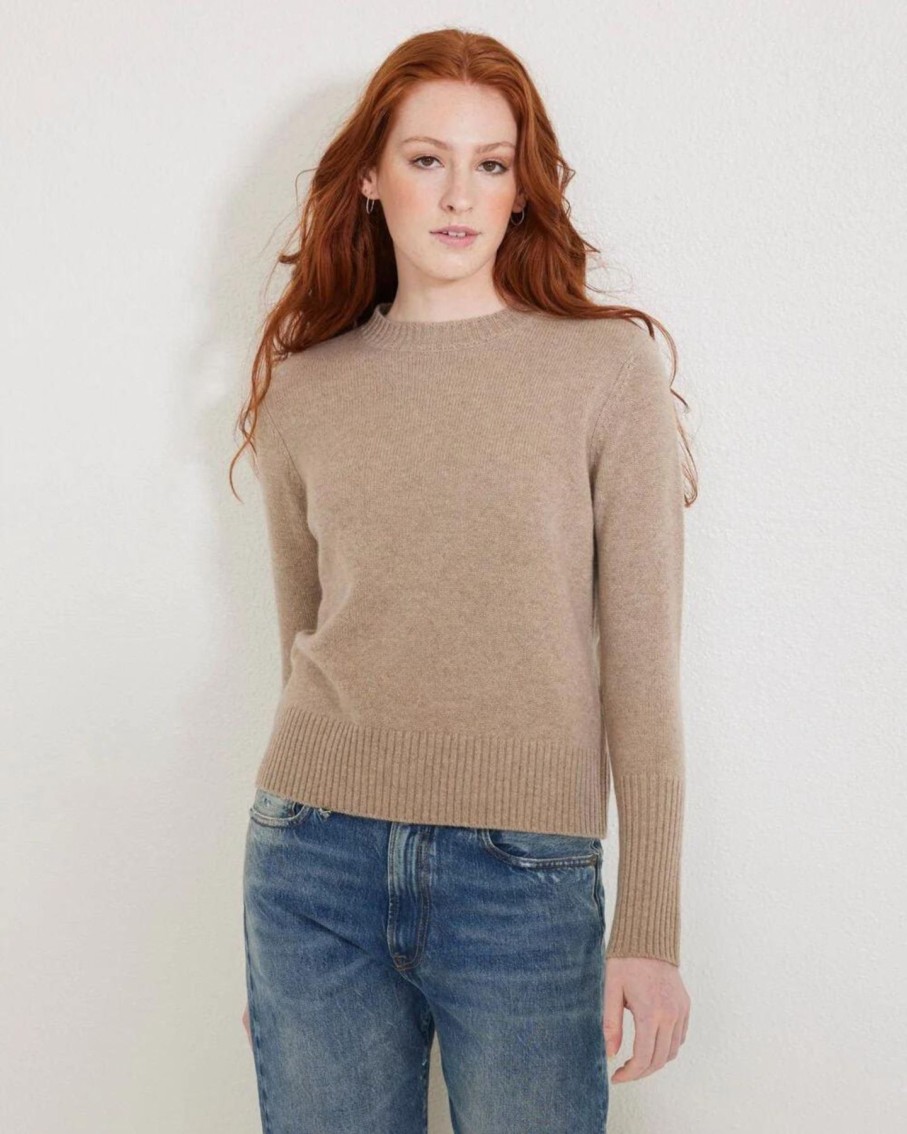 Women Not Monday Sweaters | Not Monday Jane Cashmere Crewneck Latte