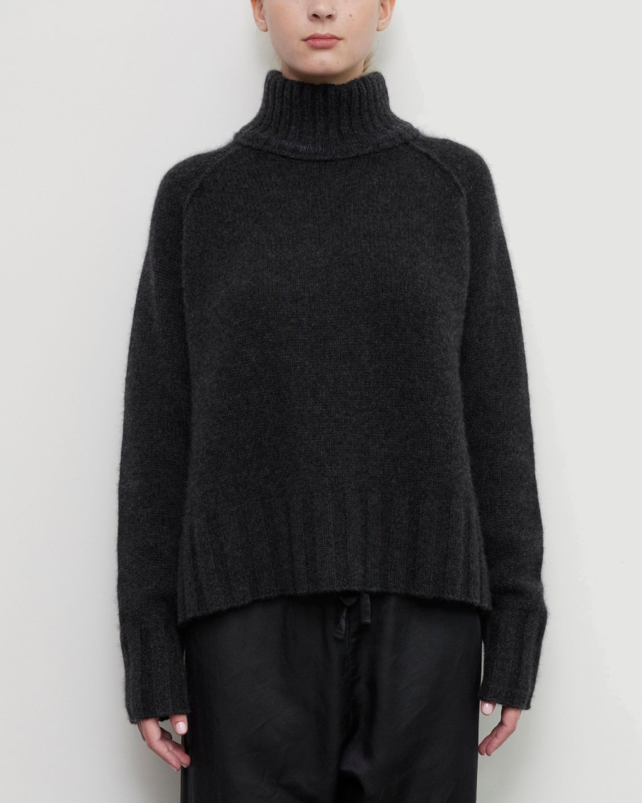 Women Brazeau Tricot Sweaters | Brazeau Tricot Rib Mock Pullover Coal