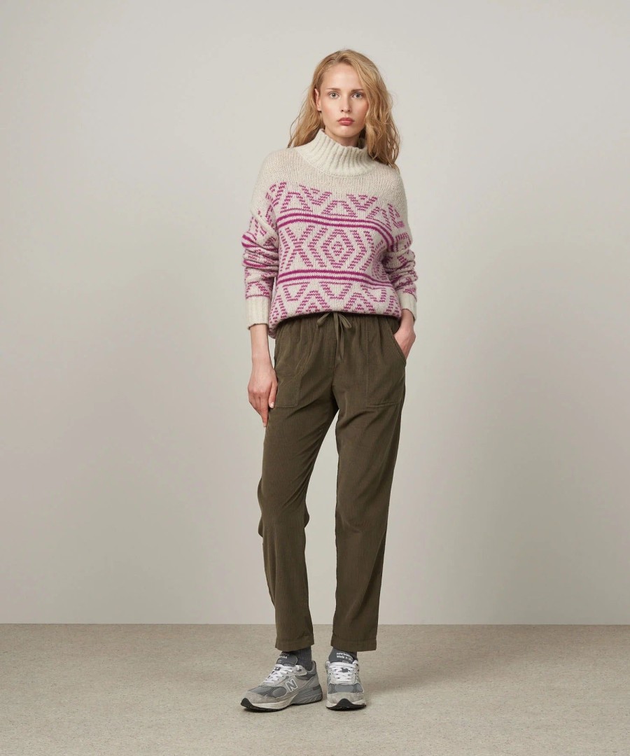 Women Hartford Sweaters | Hartford Grey & Wine Alpaca Myriam Sweater