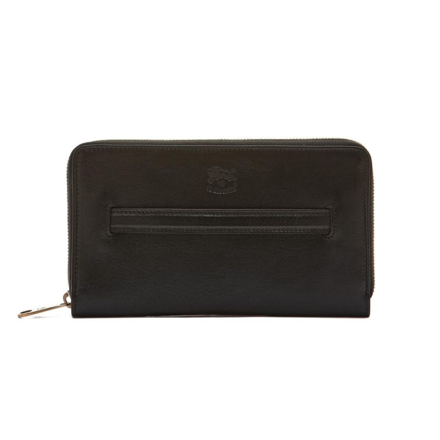 Women Il Bisonte Bags | Il Bisonte Salina Zip Around Wallet Black