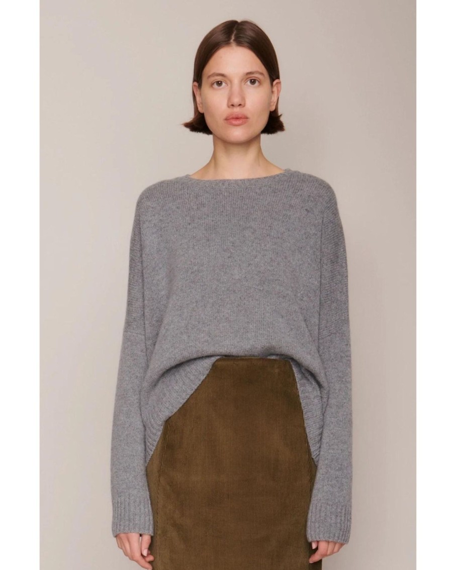 Women Organic by John Patrick Sweaters | Organic By John Patrick Cashmere Wide Pullover Grey Melange