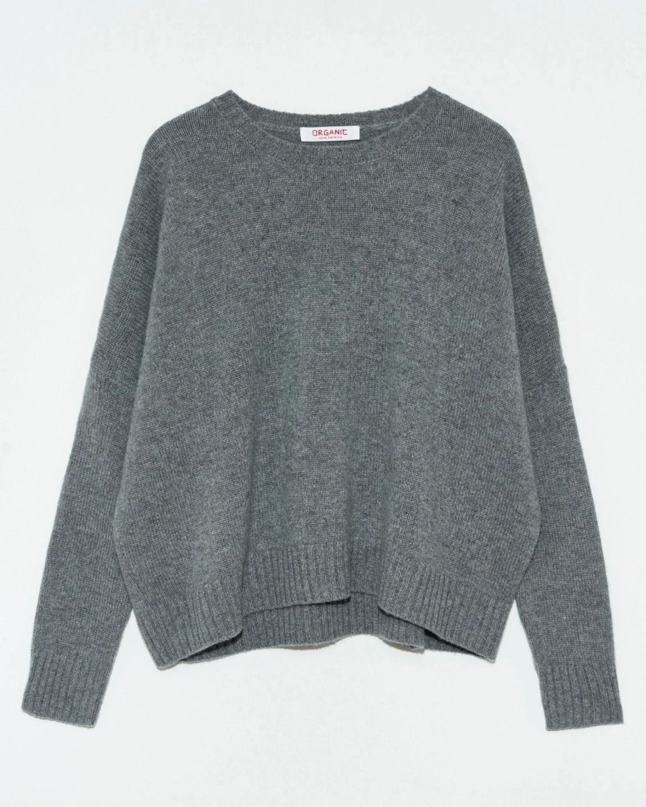 Women Organic by John Patrick Sweaters | Organic By John Patrick Cashmere Wide Pullover Grey Melange