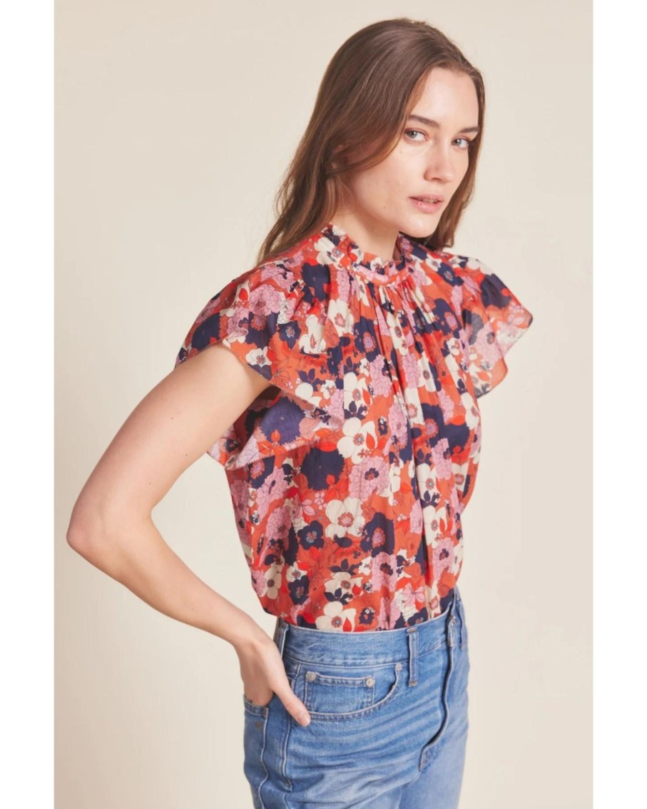 Women Trovata Shirts & Tops | Trovata Carla Blouse Magnolia Mango