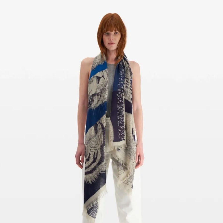 Women Inoui Editions Scarves | Inoui Editions Scarf 70 Freres Blue