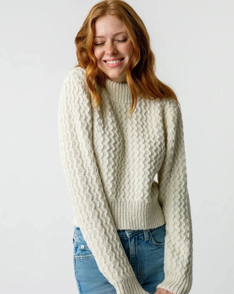 Women AMO Sweaters | Amo Helen Crop Mock Sweater Natural