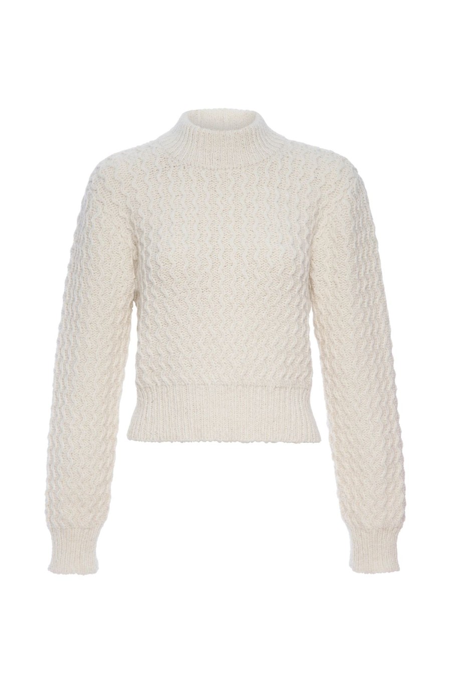 Women AMO Sweaters | Amo Helen Crop Mock Sweater Natural