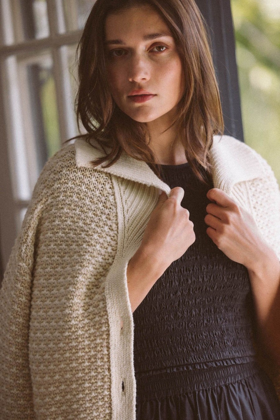 Women Trovata Sweaters | Trovata Savannah Cardigan Antique White