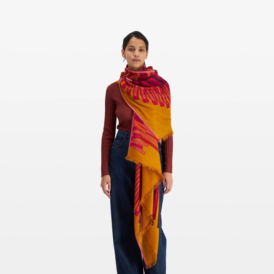 Women Inoui Editions Scarves | Inoui Editions Scarf 100 Cashmere Modal Sagi Saffron