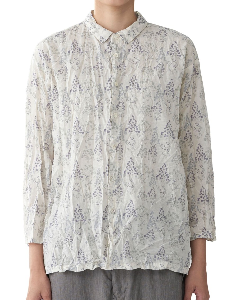 Women Pas De Calais Shirts & Tops | Pas De Calais Calamint Print Blouse Ivory