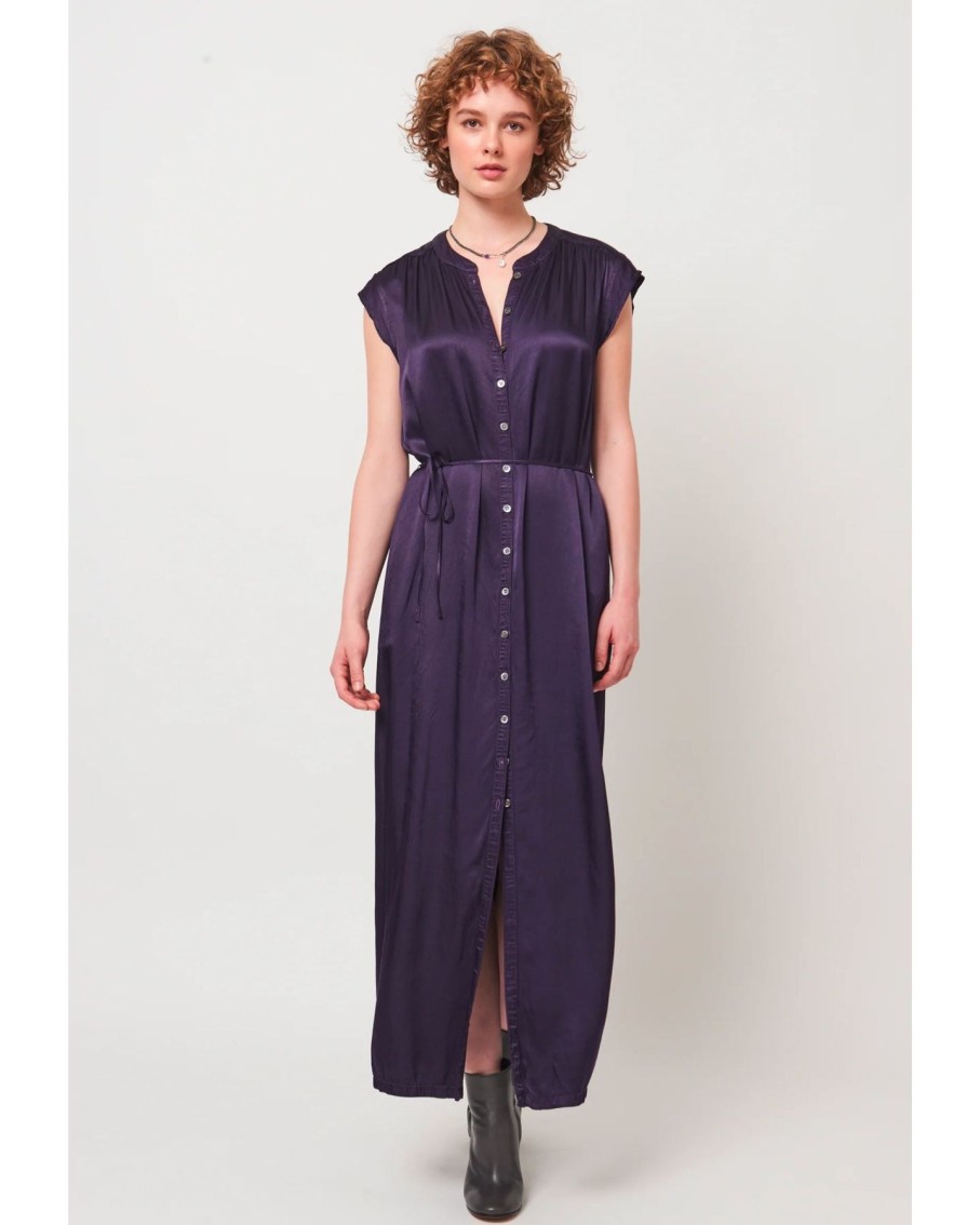 Women Raquel Allegra Dresses | Raquel Allegra Violet Maxi Dress Dark Eggplant