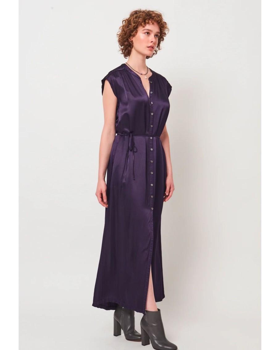 Women Raquel Allegra Dresses | Raquel Allegra Violet Maxi Dress Dark Eggplant