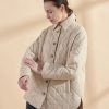 Women Amente Outerwear | Amente Quilted Button Down Shirt Jacket Oatmeal