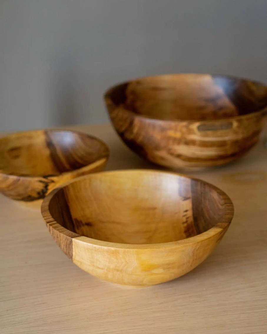 Home Thistle Hill | Hand-Carved Wooden Nesting Bowl Set